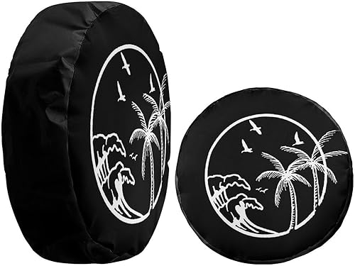 Miniatura 4 de Foruidea Ocean Wave - Cubierta de neumático de repuesto para árboles de coco a prueba de polvo, para remolque, RV, SUV y muchos vehículos, 17