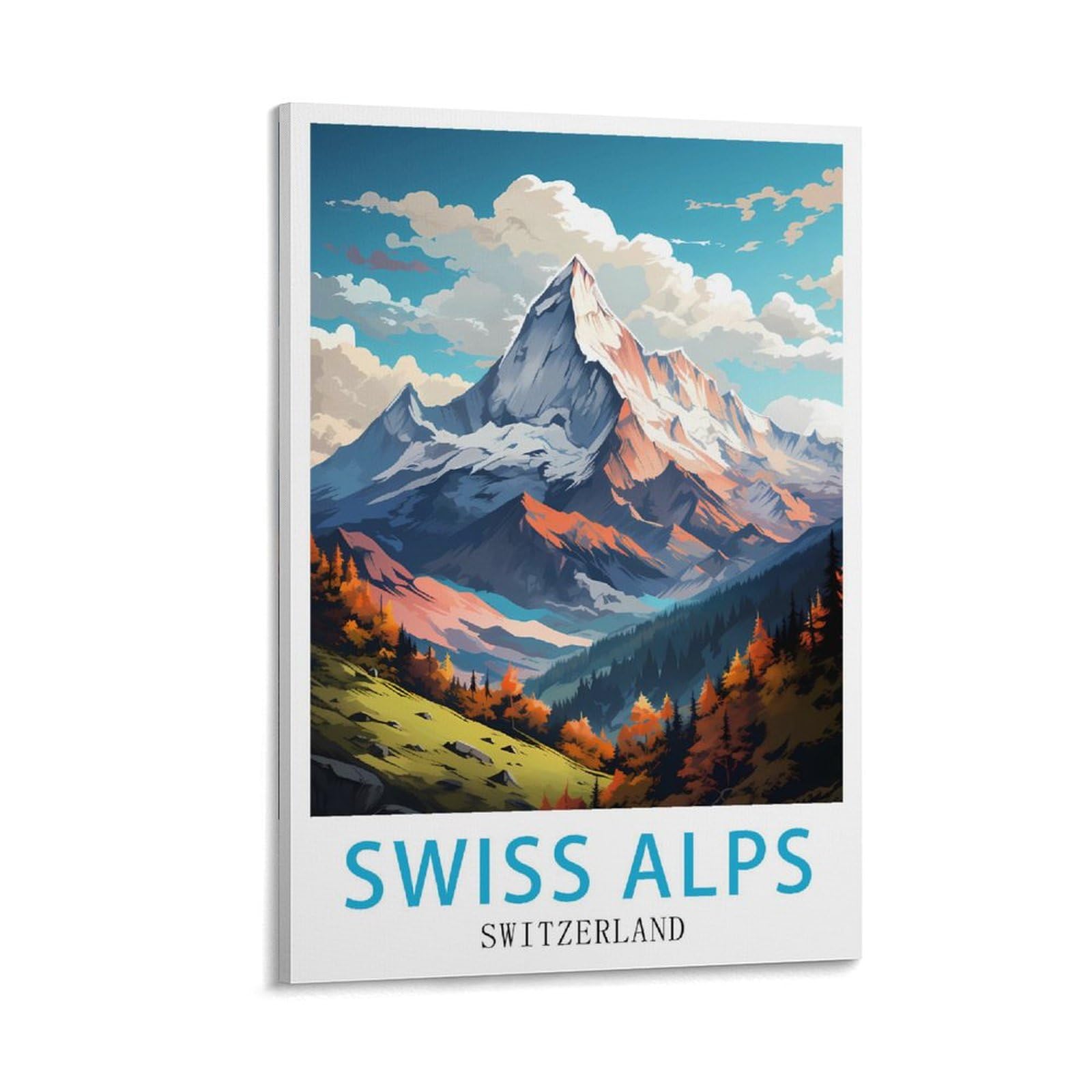 Orbana Frame-Style Swiss Alps Switzerland Vintage Travel Posters 24X36inch(60X90cm) Canvas Print For Living Room, Bedroom, Dorm, Home, Office Wall Decoration