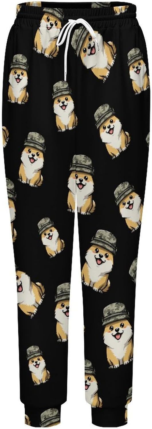 Smiling Corgi Dog Casual Men's Sweatpants Lounge Pant 4X-Large