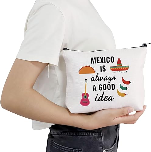 Miniatura 5 de POFULL Mexico Bachelorette Party Gift Mexico Vacaciones Cumpleaños Regalo México es siempre una buena idea Bolsa de cosméticos, México es siempre