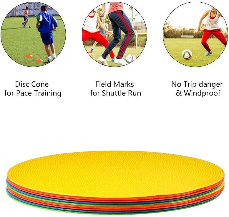 VGEBY1 Disc Markers, PP High Elastic Non-Toxic Flat Field Cones with Mesh Carry Bag Floor Spot Markers Accessory