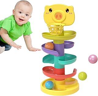 Creative Rolling Ball Tower – Cheerful Color Patterns, Smooth Descent Chutes, Balanced Stacking Architecture, Engaging Movement Design | Fun Skill-Building Support During Discovery Moments
