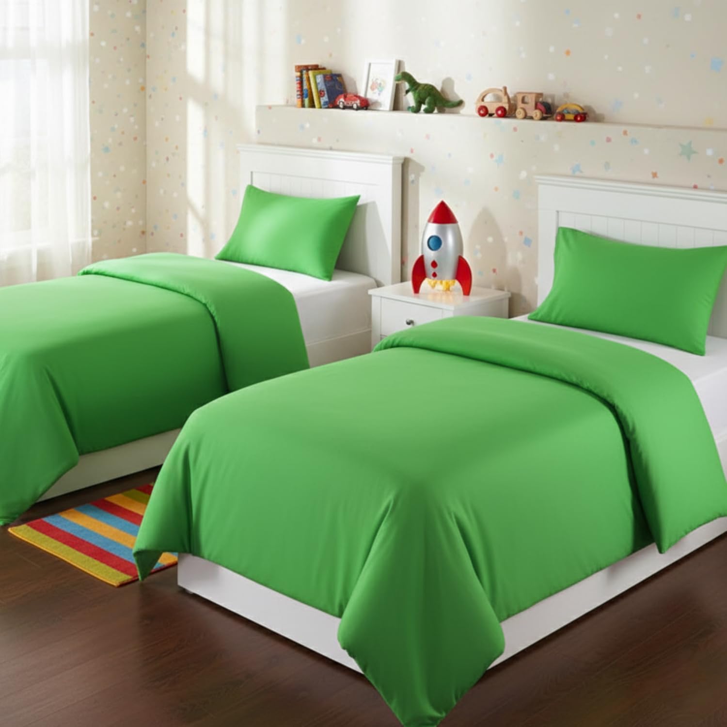 Tache Royal Blue Duvet Cover - 3 Piece Cotton Reversible Solid Deep Blue - Zipper Closure - Security Ribbons - Comforter Cover Set - Full