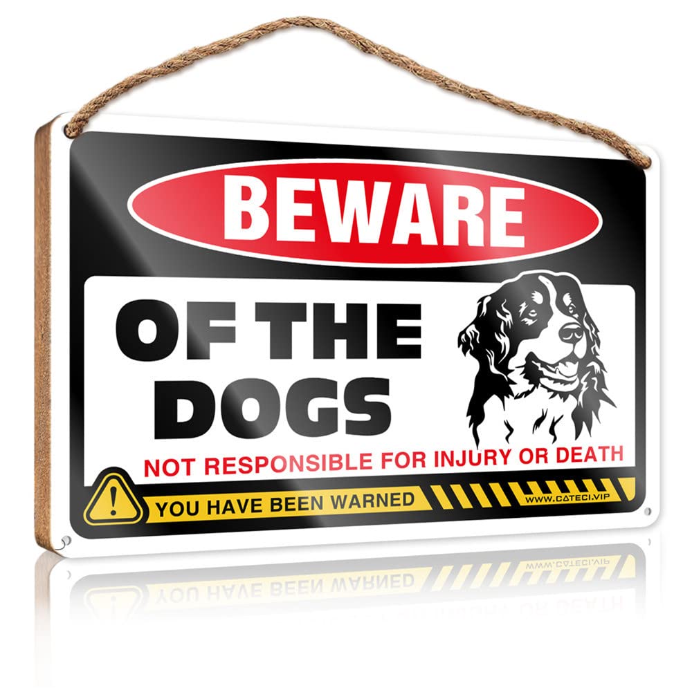 Dtha Women's One Color Wooden Hanging Plaque Sign Beware Of Dog Wooden Sign Front Door Decor Farmhouse Wall Decor For The Home(15X28cm)