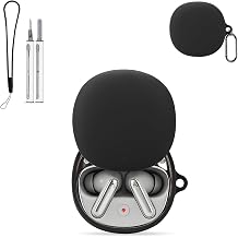 for VIAIM RecDot AI Voice Recorder Earbuds Case Cover, KONXISA Protective Case with Cleaner Kit&Keychain Accessories&Lanyard, Soft Silicone Protective Cover, Waterproof,Dustproof,Shockproof, Black