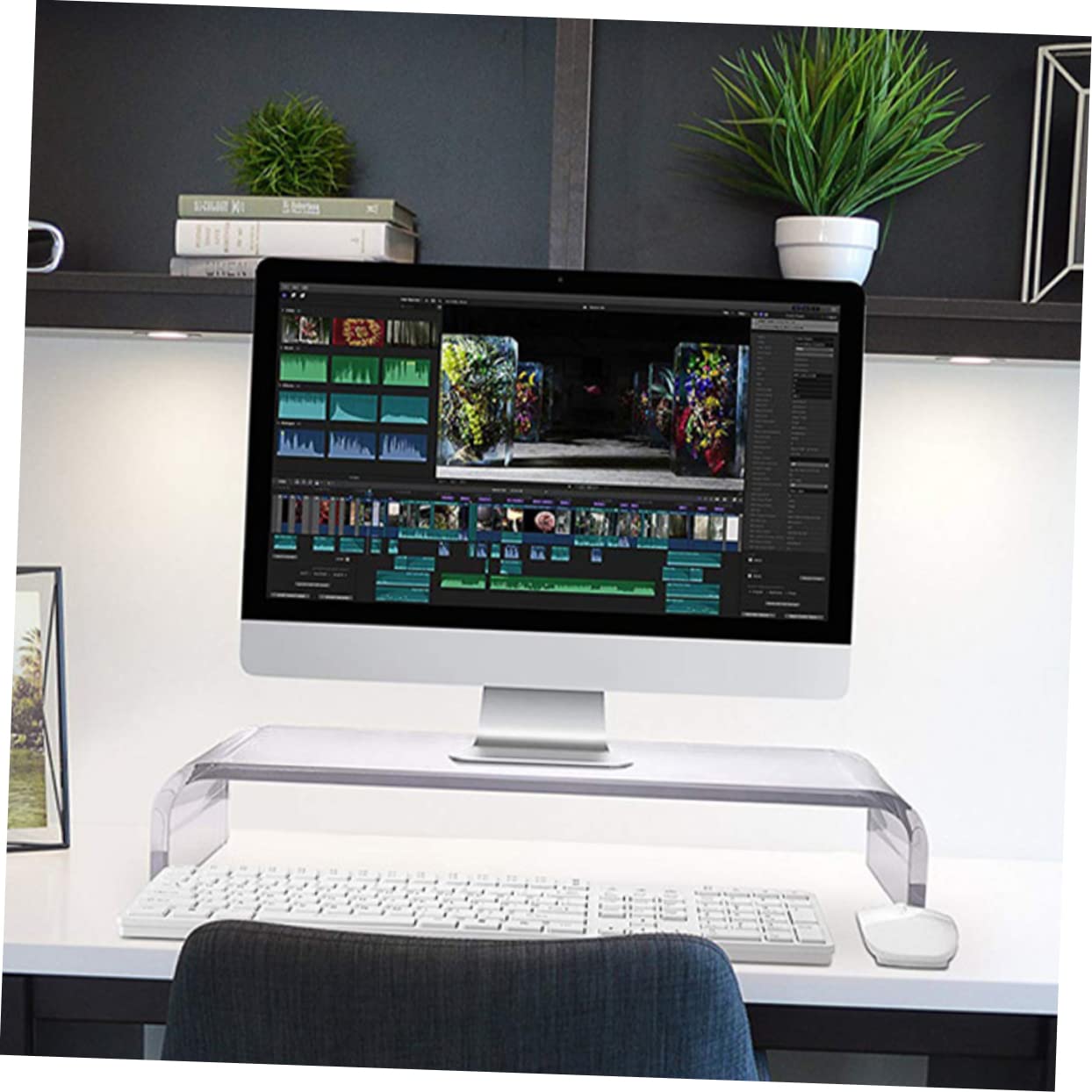 Supporto per Monitor Ergonomico in Acrilico Trasparente, Rialzo per Schermo e Portatile Aiuta a Mantenere la Postura Corretta per Casa e Ufficio