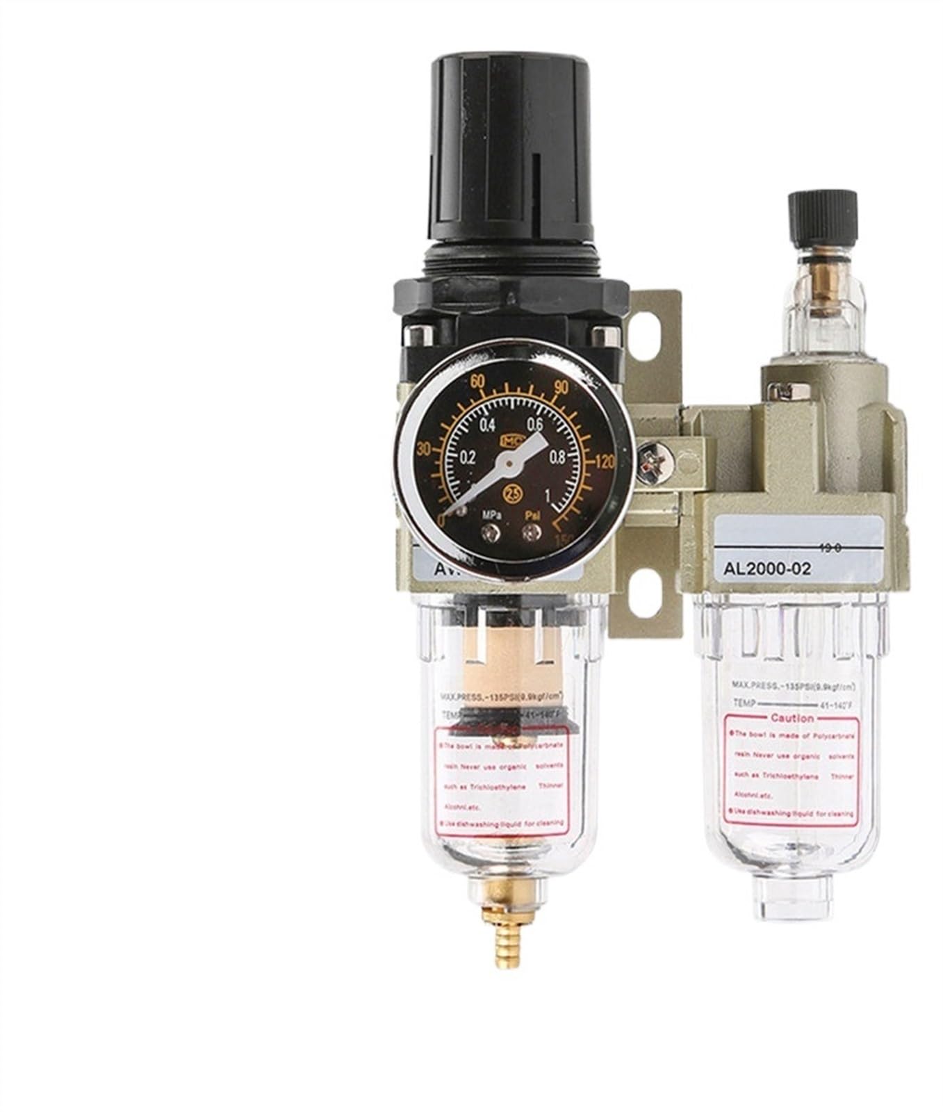 PHNOITPQ Manual Drainage Supply Air Pump Air Compressor Oil Filter Regulator Pneumatic Water Separator Two-Piece AC2010-02