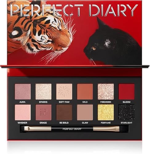 パーフェクトダイアリー 動物アイシャドウパレット ブラシ付き メイクパレット アイシャドウ (虎&猫)のサムネイル