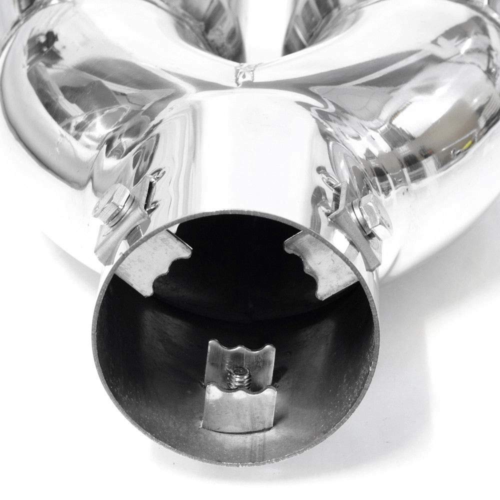 5136 Doppio Universale Terminale Di Scarico Acciaio Inox fino a 57mm Cromo