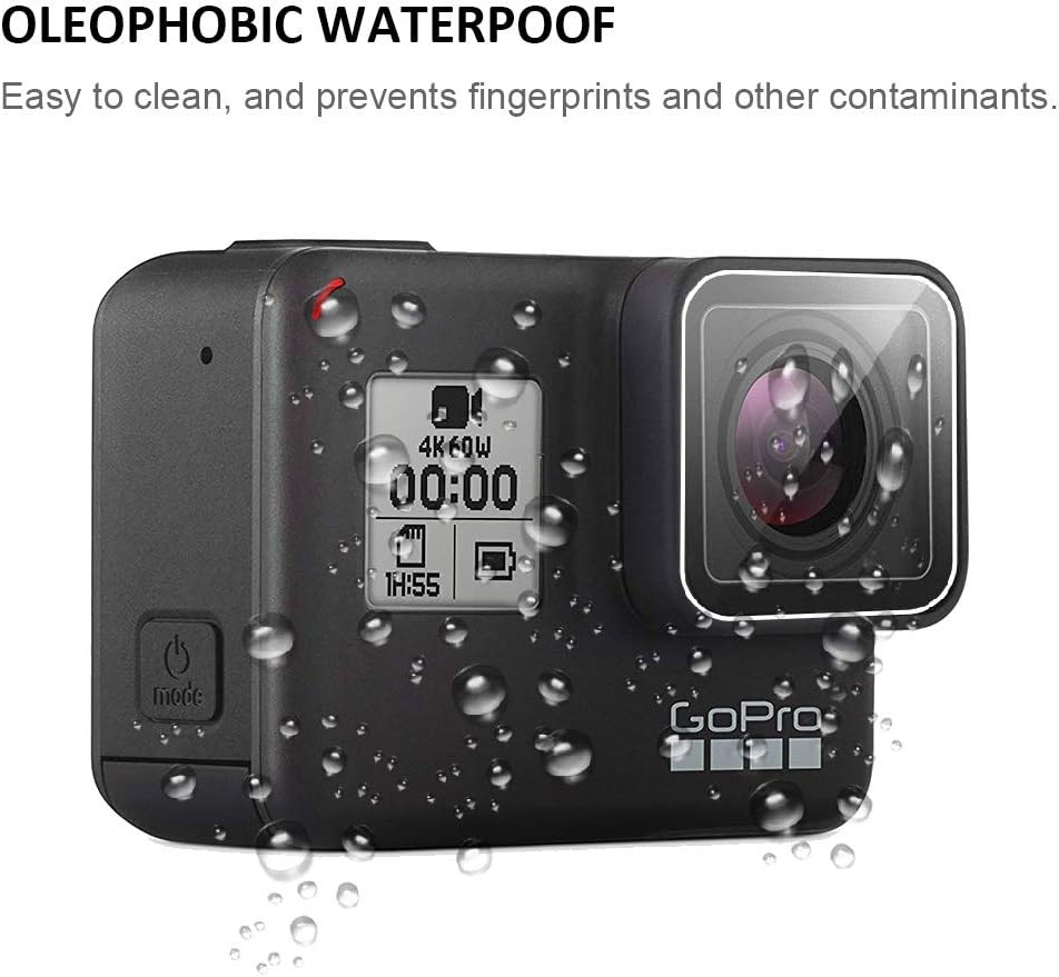 KELIFANG Screen Protector Compatible with New Gopro Hero 7 Black (2018), Hero 6, 5 Black Action Camera with Lens Protector, Lens Cap Cover and Screen Protector Film Accessories (3 Pieces)