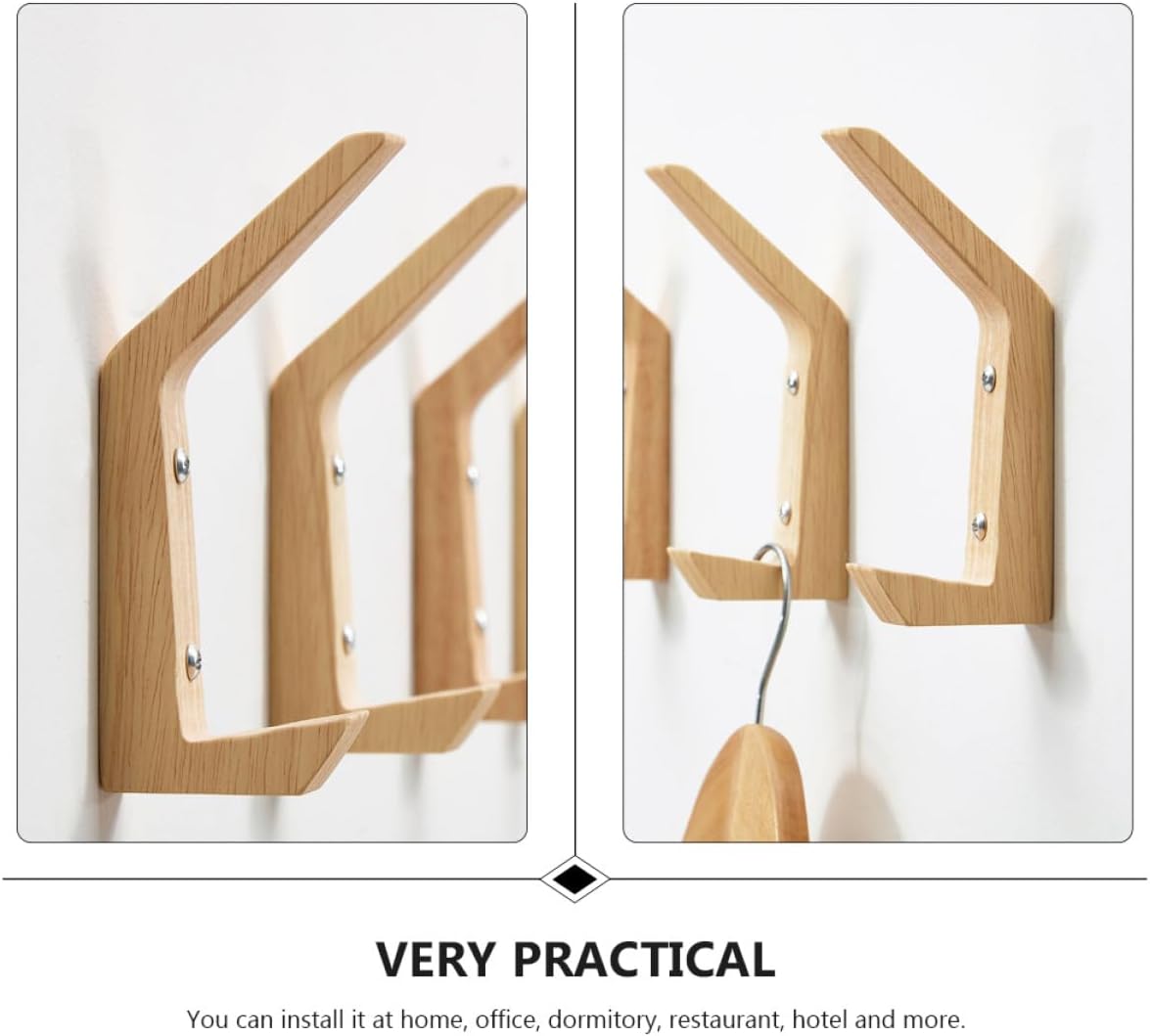 4pcs Wooden Wall Coat Hooks for Dorm Office Storage image 3