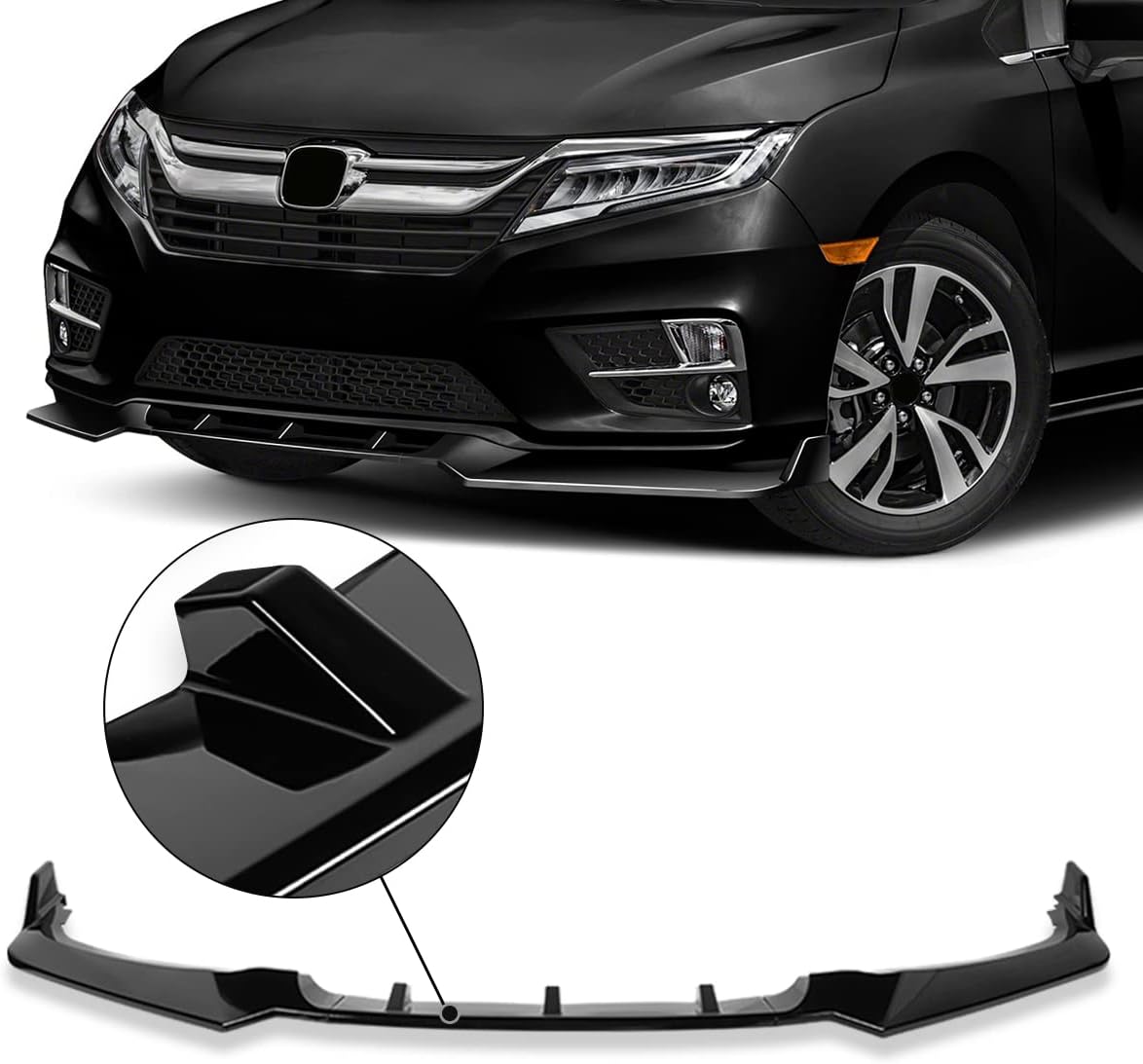 Auto Dynasty 3PCS CK-Style Paintable Front Bumper Lip Spoiler Splitter Body Kit Compatible with Honda Odyssey 2018-2020, Glossy Black