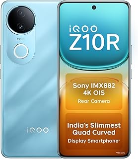 iQOO Z10R 5G (Aquamarine, 8GB RAM, 256GB Storage) | 32MP 4K Selfie Camera | Quad-Curved AMOLED Display | Dimensity 7400 Processor with 750K+ AnTuTu