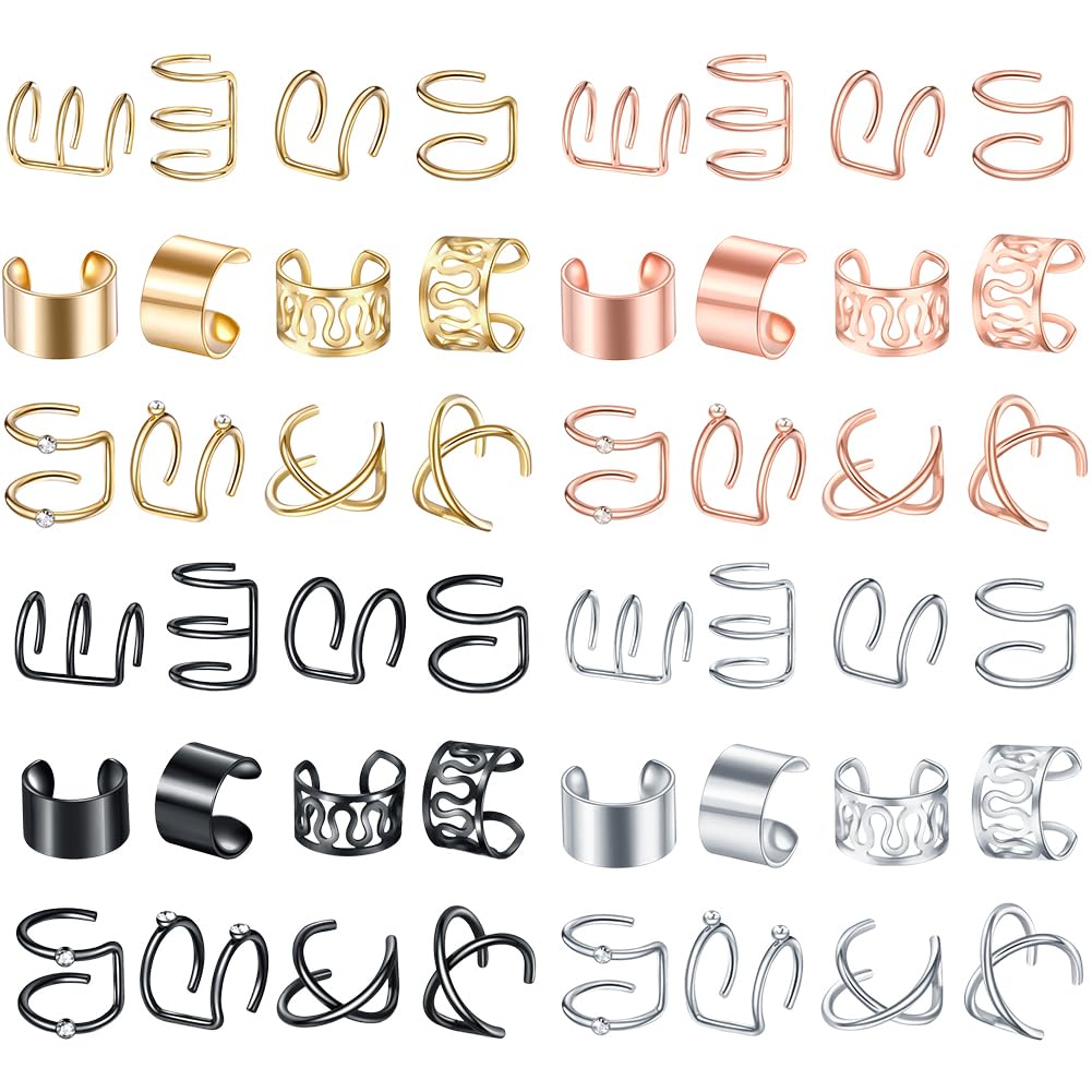 CRASPIRE 24Pcs Hair Jewelry Braid Loc Jewelry Braid Beads Metal Hair Cuffs Charms Rings Clips Hair Braids Decoration for Women Party Music Festival