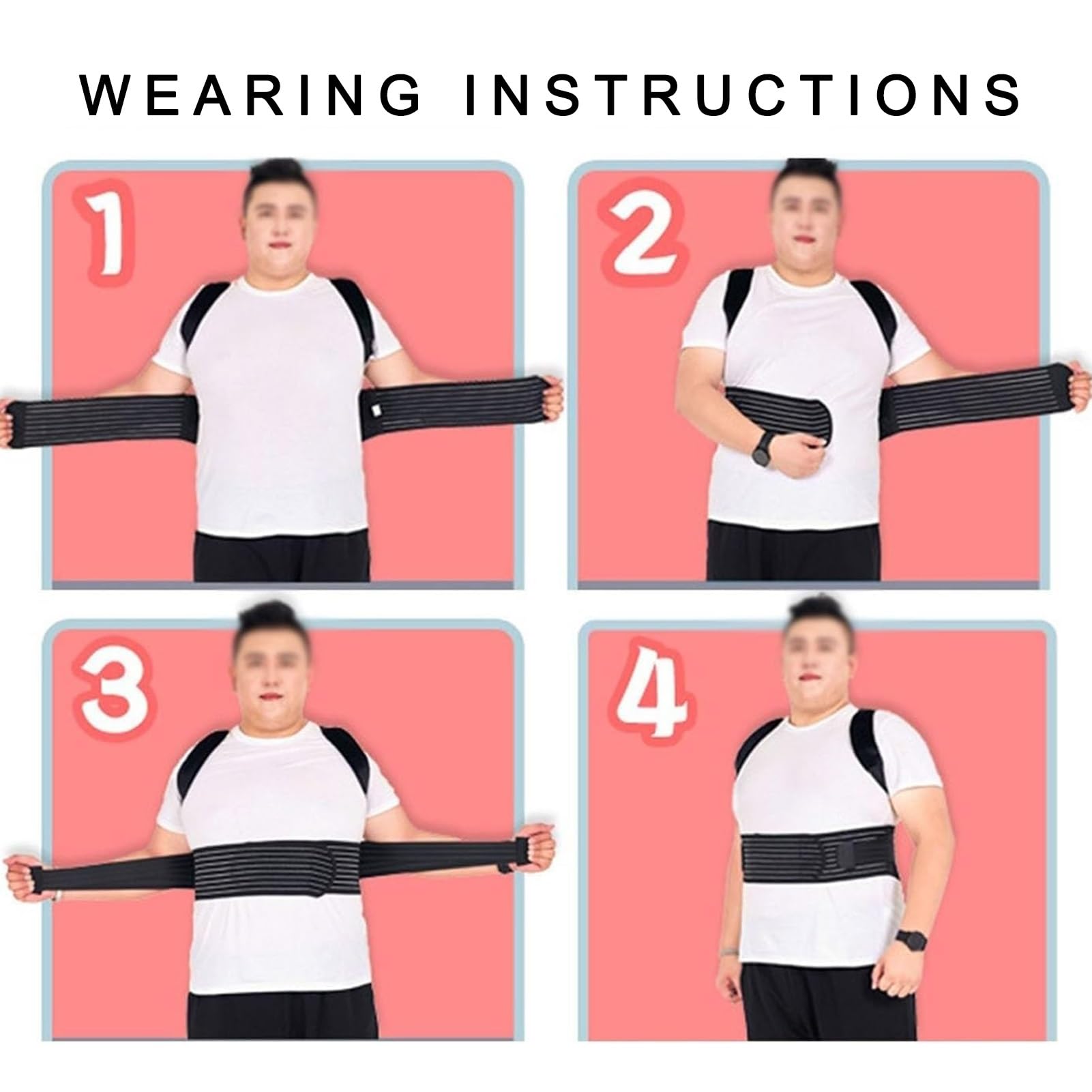 Orteza Pleców Plus Size, Dla Górnej I Dolnej Części Pleców Ulga W Bólu Regulowana Prostownica Garbus Mężczyźni Kobiety Korektor Postawy(3XL)