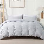 AveLom Brown Duvet Cover King(104 x 90 inches), 3 Pieces (1 Duvet Cover, 2 Pillow Cases), Seersucker Striped Soft Washed Microfiber Textured Duvet Cover Set with Zipper Closure, Corner Ties