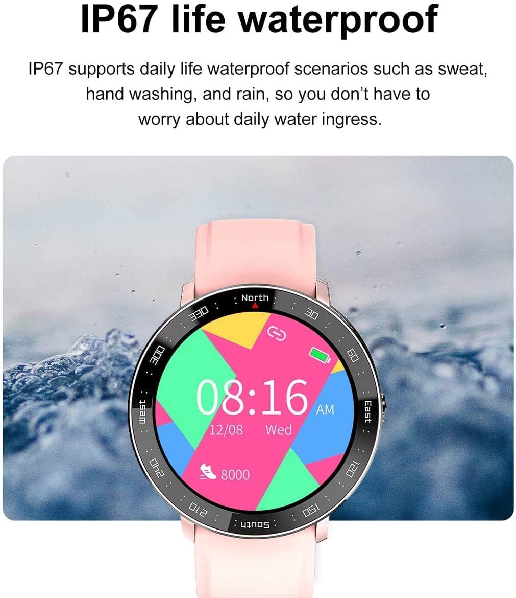 Inteligentny zegarek, wysokiej klasy modne zegarki męskie i damskie, sfigmomanometr, telefon komórkowy Bluetooth 5.0, telefon synchroniczny, Wechat (różowy)