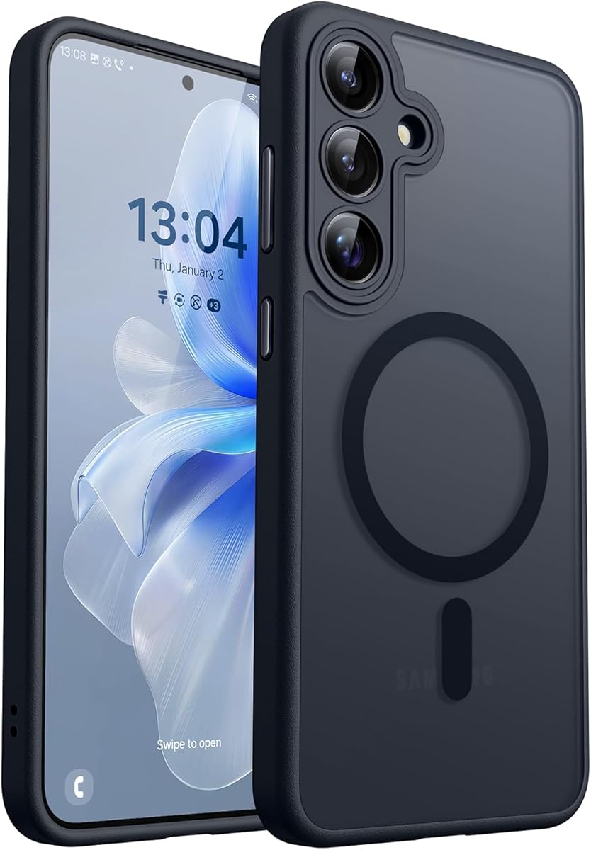 CANSHN für Samsung Galaxy S25 Hülle mit Kameraschutz für Magsafe (TOP Militärschutz & Magnetkraft) Extrem Haltbarkeit Handyhülle S25 Case - Transluzente Matt Schwarz