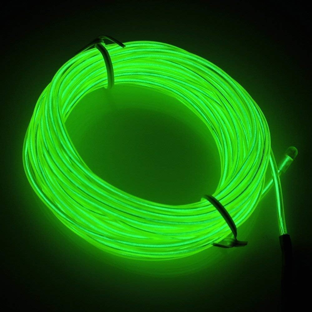 El Wire, Neon Light Portable Battery Powered Electroluminescence Wire Pack High Brightness for Xmas Party Decoration(16ft/5m, Green)