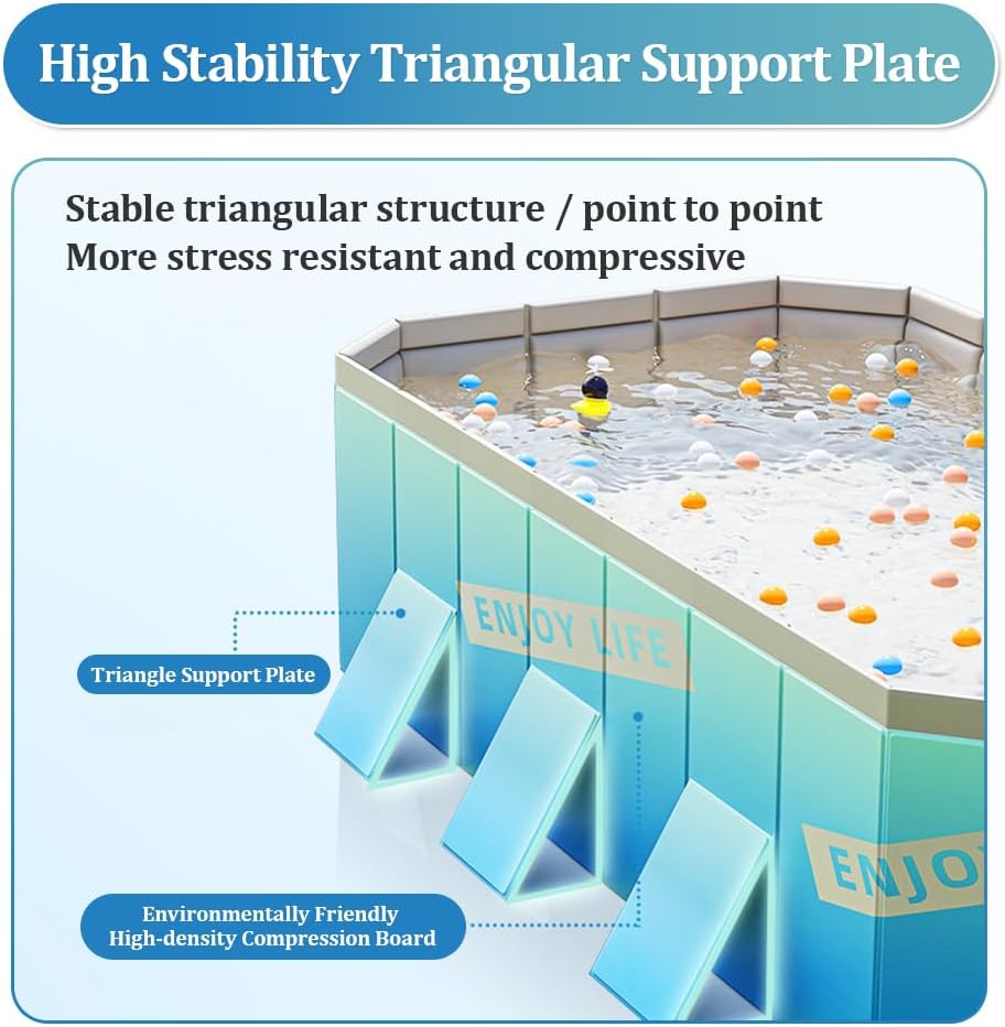 YUEWO Foldable PVC Swimming Pool Hard Plastic Shell Portable Swimming Pool for Adults Blow Up Pool for Family Garden Backyard (3m/118in)