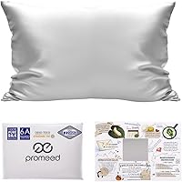 Vista 23 de PROMEED Funda de almohada de seda negra de grado 6A+ con cremallera, 23 fundas de almohada de seda de morera natural Momme para cabello y piel