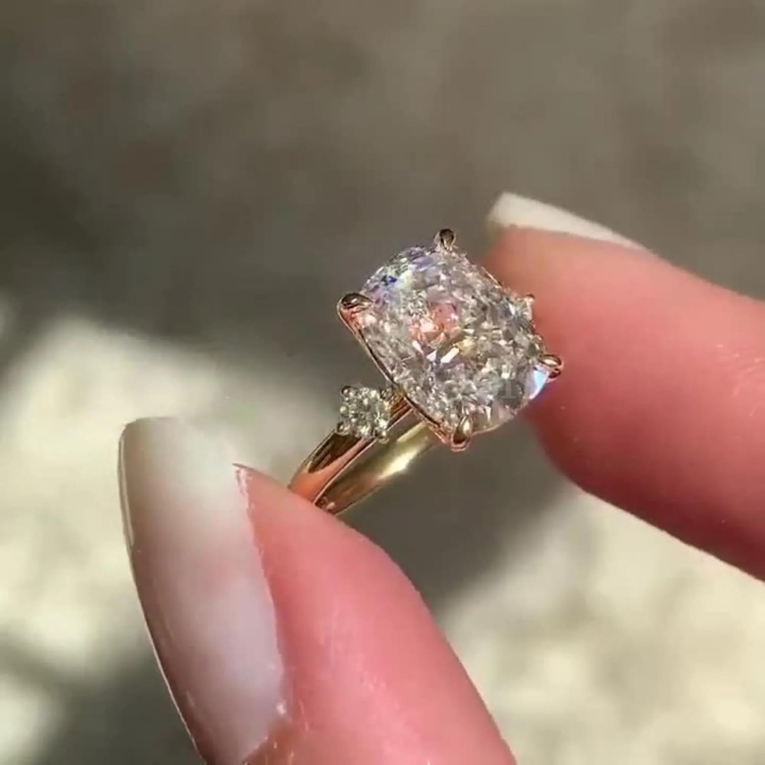 Elongated cushion cut Moissanite engagement ring vintage unique 14k gold engagement ring women wedding Bridal art deco Anniversary Jewelry Ideal Gift For Love - Image 6