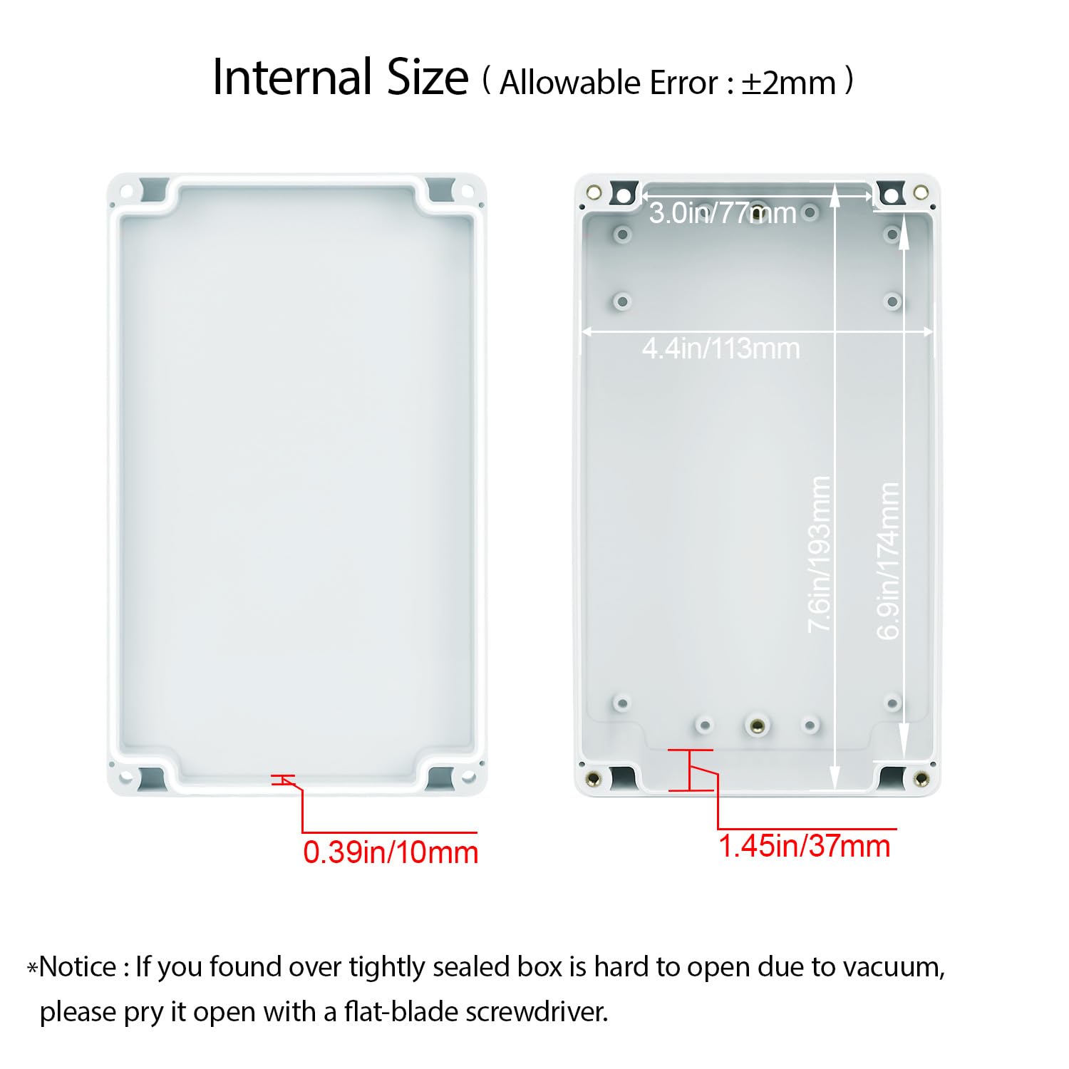 Junction Box Waterproof Plastic Project Box IP65 Plastic Project Box Electrical Box Enclosure Gray White 7.87"x 4.72"x 2.95"(200 x 120 x 75mm)(2Pcs) image 3