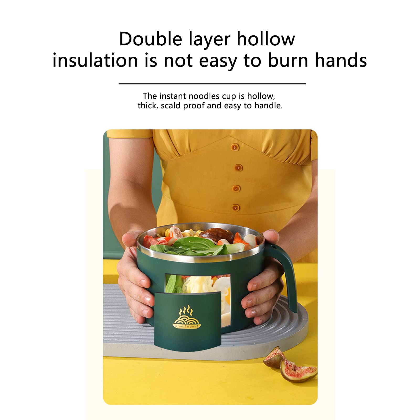 DEARBAG Bol à Nouilles Rond Instantané 1200ML, Bol à Nouilles