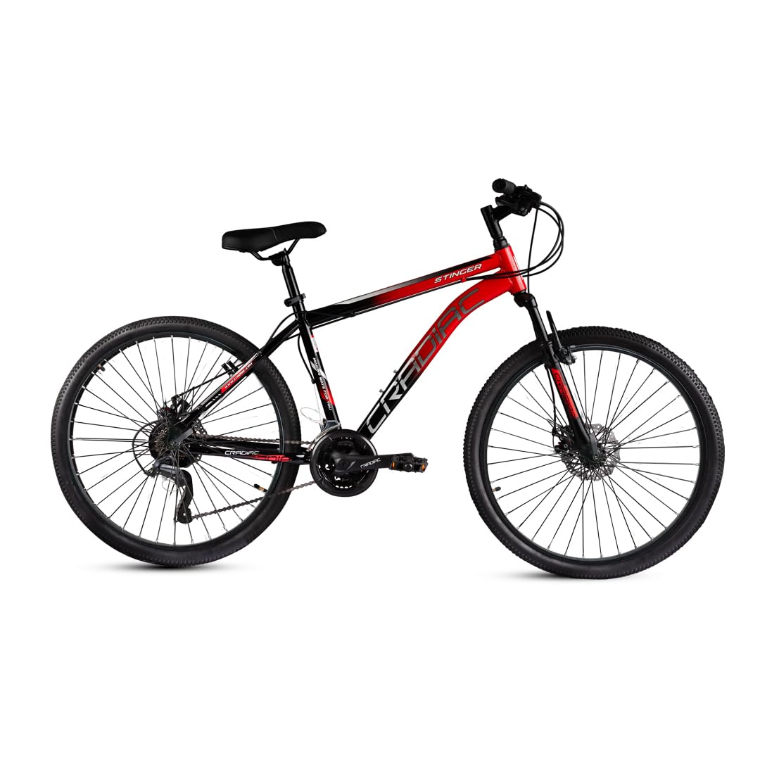 CRADIAC Stinger X7-21 Speed Cycle for Men with Dual Disc Brakes & Front Suspension Fork,Mountain Bike,29 T Bicycle for Adults with Hitensile Steel Frame,Ideal for 12+ Years Unisex,18.5 Inch