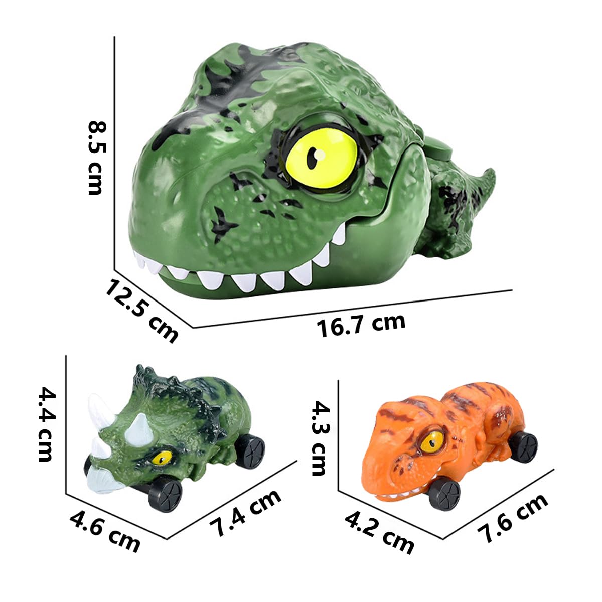 Fuwraixis Dinosaur Catapult Toy, Cartoon-style large-headed dinosaur, amusing Catapult Car, Gifts for children - Image 2