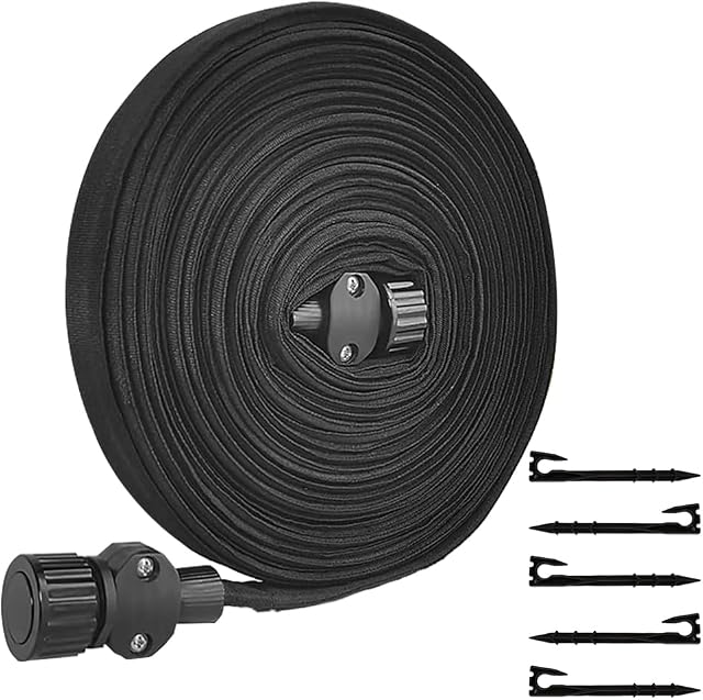25ft Flat Soaker Hose for Garden Beds with Ground Nails,Water Saving Consistent Drip Irrigation System,Double Layer Lightweight Sprinkler Watering Hose,Duty Double Layer Leakproof Design