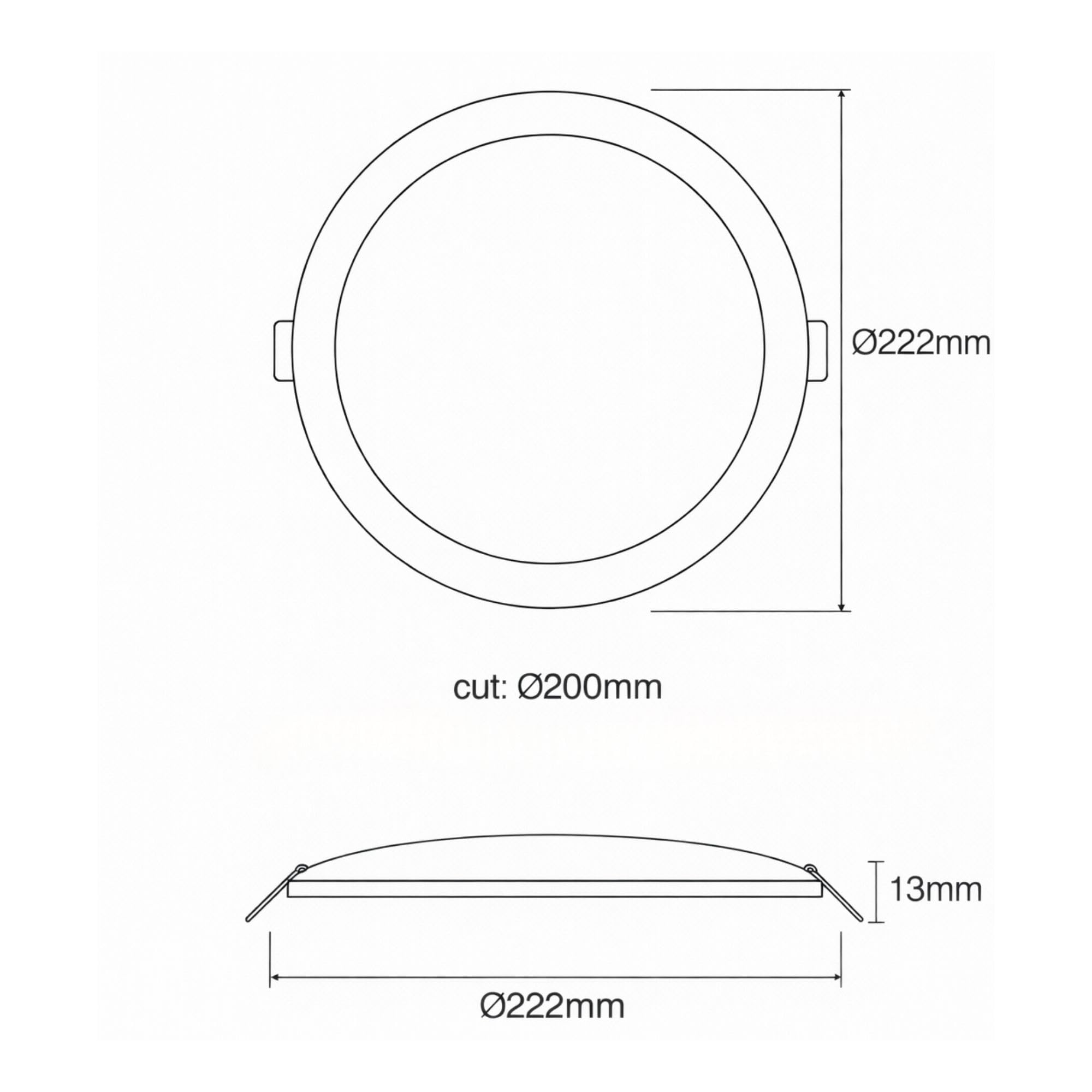 Jandei - Zestaw 5 lamp LED do zabudowy, 18 W, 1440 Lumenów, Okrągły Kształt, Otwór,ontażowy Ø 200 - Ø 205 mm, Ekstra płaskie 13 mm Głębokości (Ciepła Biel 3000K)