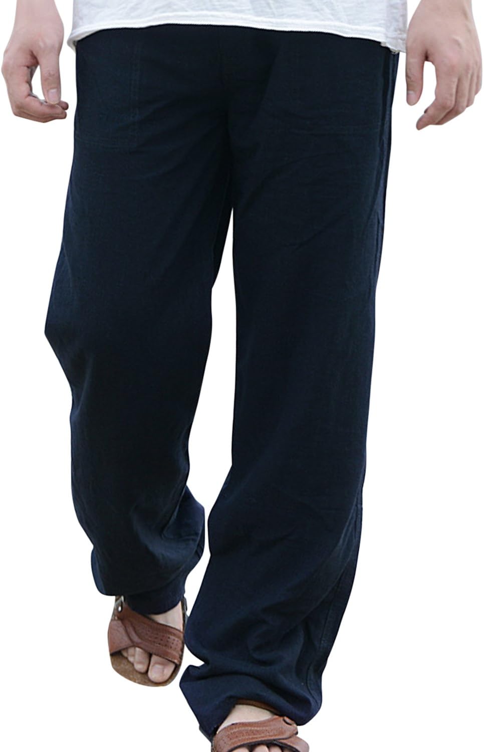 semen Mens Loose Yoga Pants Boho Beach Drawstring Long Trousers Full Length with Pockets
