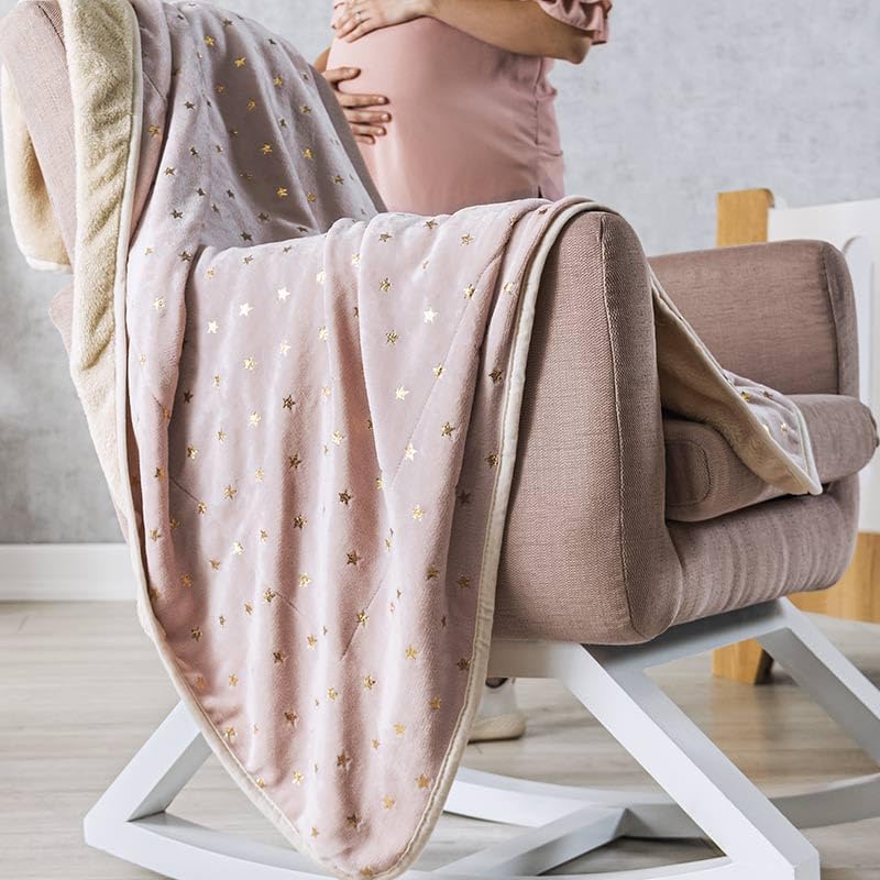 Vianney Stars Baby Girl Blanket - Ultra-Soft Pink Siberia Plush 30x40 Inch Cozy Lightweight Crib Bedding - Breathable, Washable Nursery Essential for Infants and Toddlers