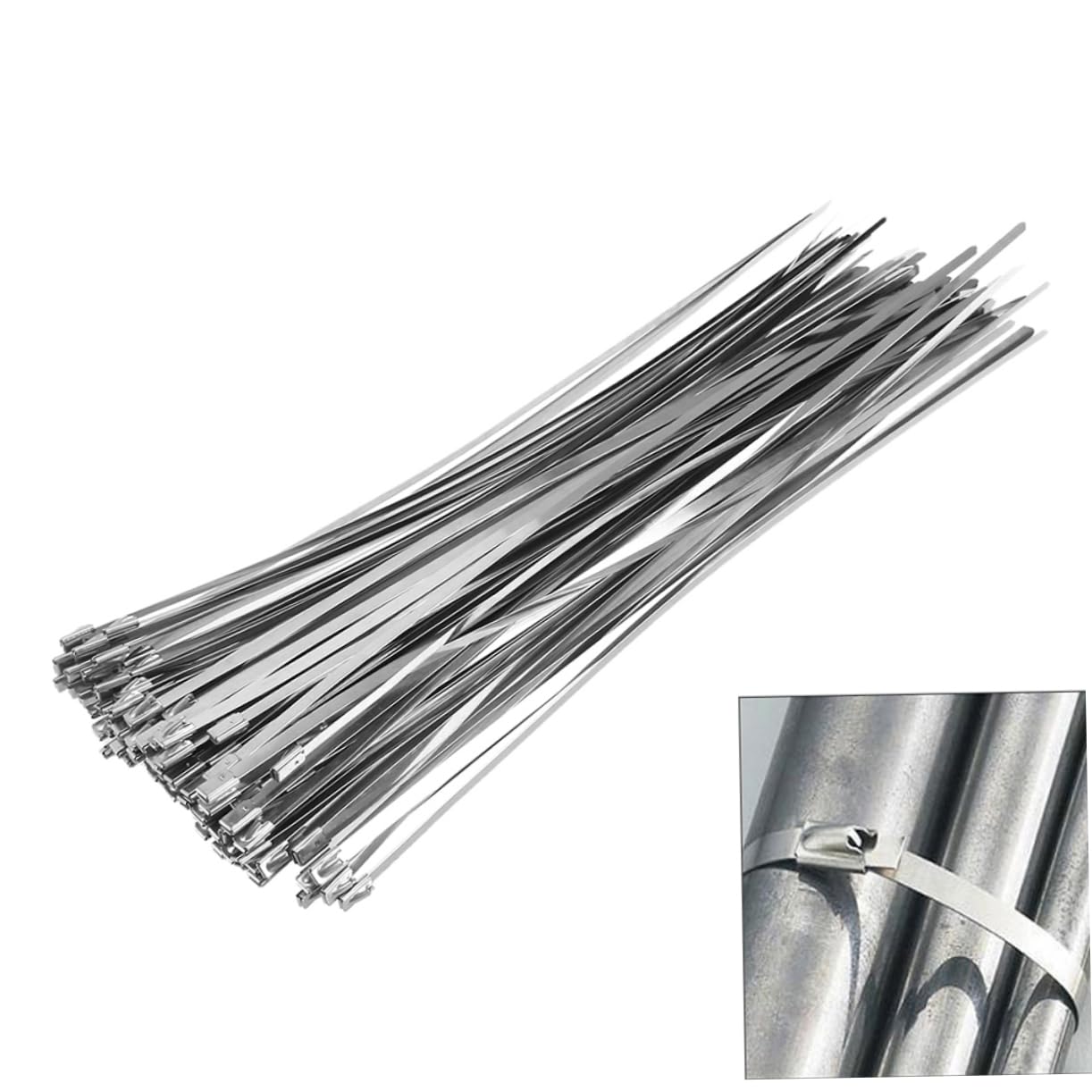 Mikikit 200pezzi Fascette Stringicavo in Acciaio Inox Autobloccanti per Cavi di Scarico Fascette per Cavi Induzione per Barche e Uso