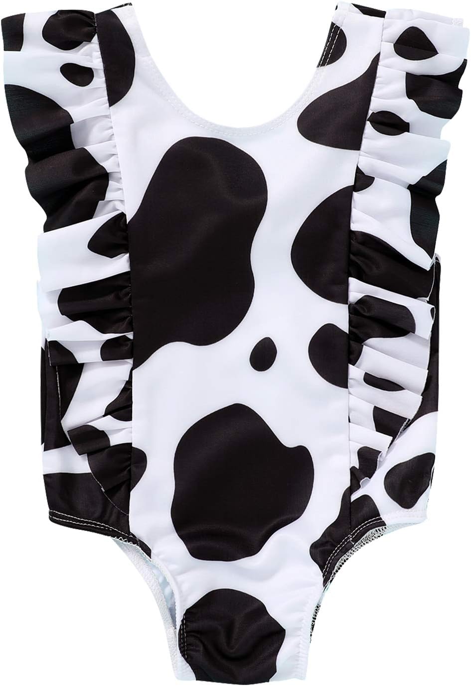 Happy Town One-Piece Infant Toddler Baby Girl Summer Swimsuit Cow Print Leopard Ruffle Swimwear Bikini Bathing Suit
