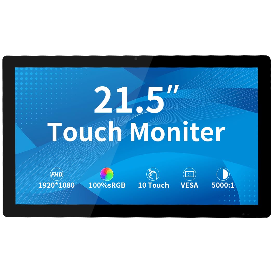 Écran tactile 21,5", FHD 1080P, multi-touch capacitif à 10 points, HDMI/VGA, haut-parleurs intégrés, VESA, pour PC, POS, kiosque, restaurant, bar