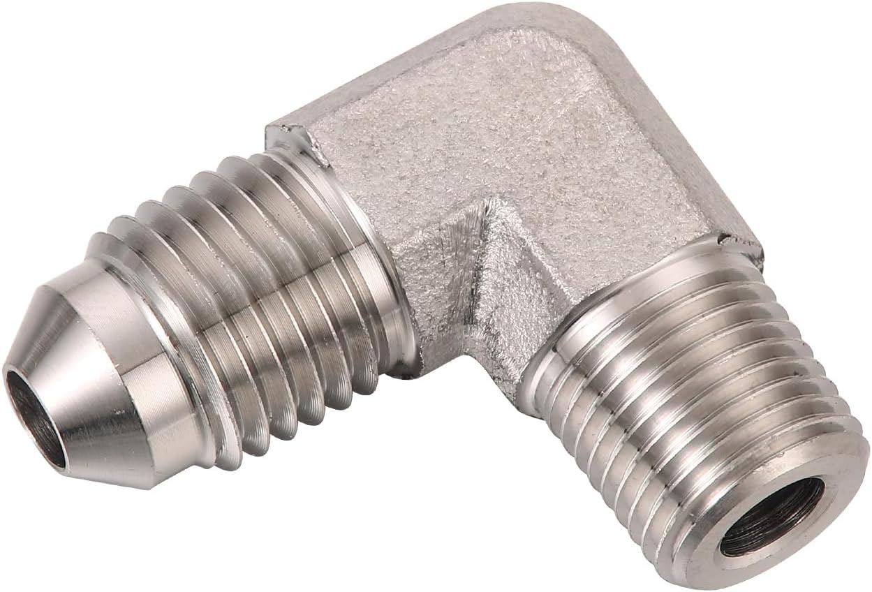 4AN macho Flare a 18 NPT tubo macho 90 grados adaptador de montaje de acero inoxidable conector de unión