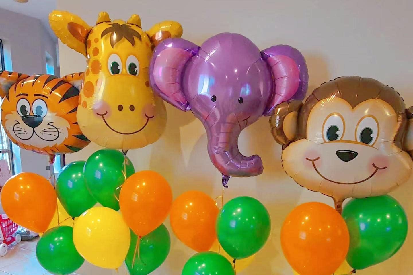 Waldtiere Folienballons – 4 Stück, Je 32x24 Zoll (ungefüllt), Helium- Oder Luftfüllung, Für Dschungel-Party-Deko