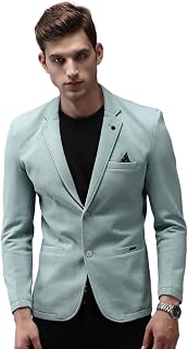 SHOWOFFFF Men Solid Front-Open Casual Blazer | Notched Lapel Full Sleeves Cotton Blazer for Mens | Slim Fit Regular Length Blazer for Men's