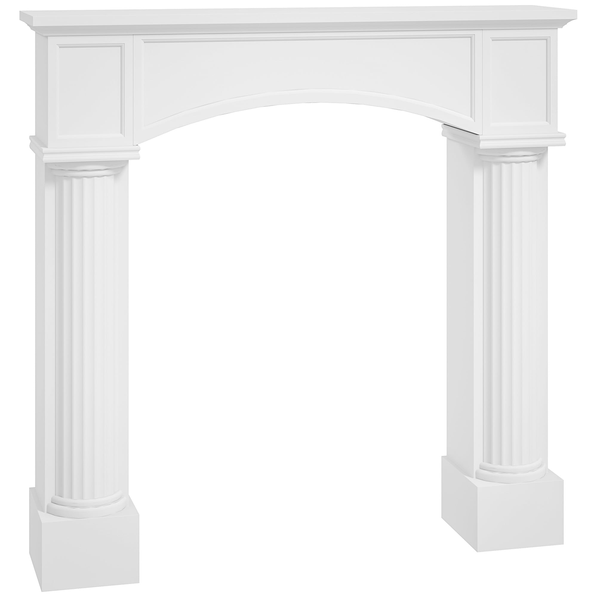 HOMCOM Modern Fireplace Mantel, Freestanding Fireplace Surround with Leg for Electric Fireplaces, 43.25" W x 42.75" H, White