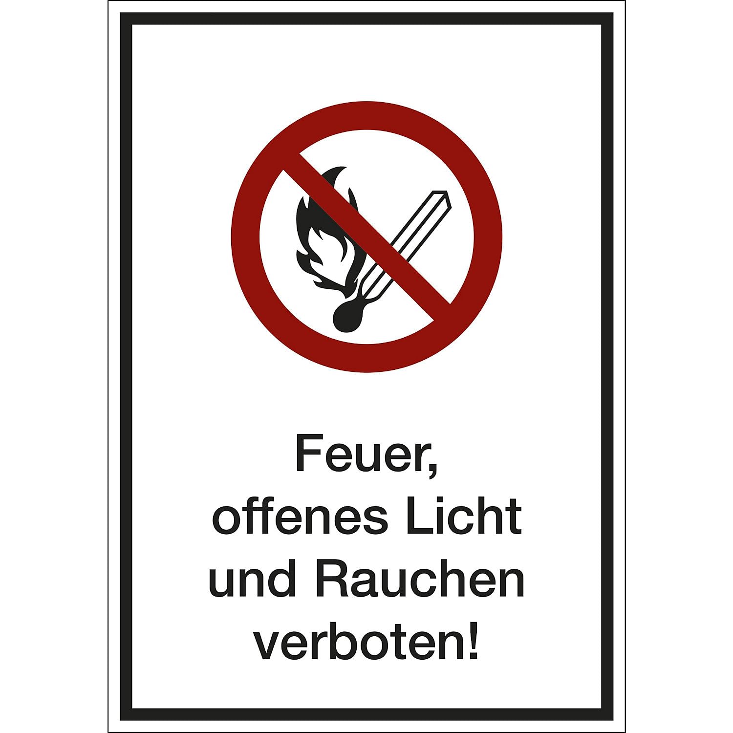 kaiserkraft | Kombizusatzschild mit Text für Verbotszeichen | Feuer | offenes Licht und Rauchen verboten | VE 10 Stk | Kunststoff | LxHxT 210 x 297 x 1 mm