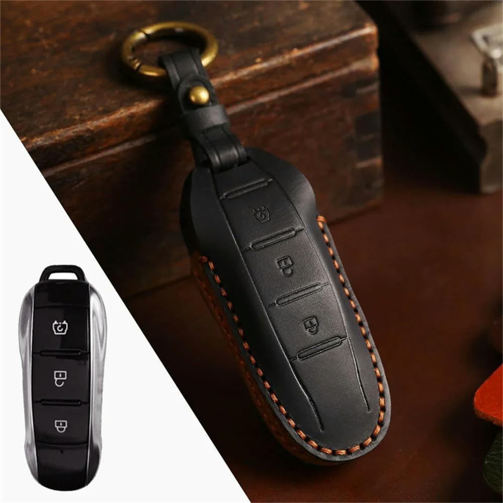 Car Leather Keyring Shell Case Key Fob Cover Case, for Dongfeng Fengguang DFSK Glory 580 Fengon Ix5 Ix7 Seres Sf5 2021 2022, Key Fob Holder Case Cover, Brown_a
