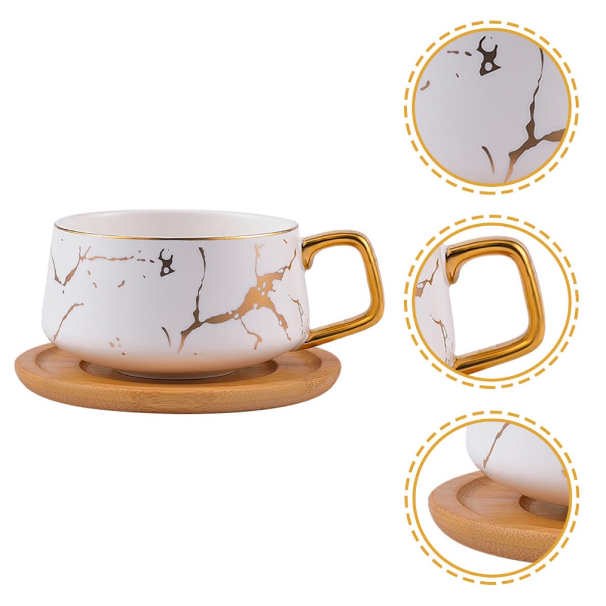 Mikinona Keramik Kaffeebecher Satz Mattweiß Zarter Milchbecher mit Untertasse Langlebig Bürotauglich Ergonomischer Griff Geschenk für Kaffeeliebhaber