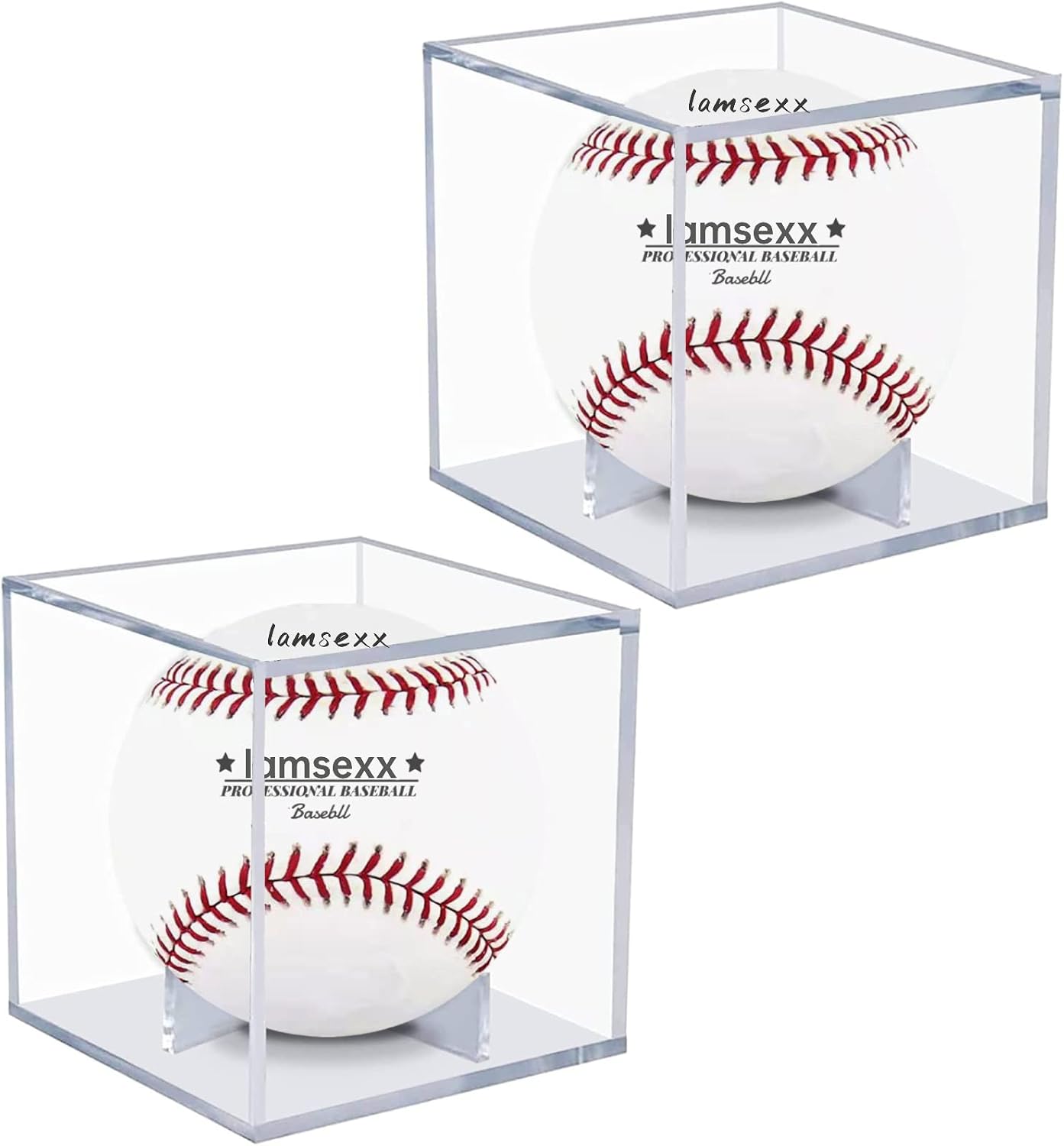2 Pack Baseball Display Case, UV Protected Acrylic Boxes for Display,Clear Display Case Baseball Cube Memorabilia Showcase Autograph Ball Protector