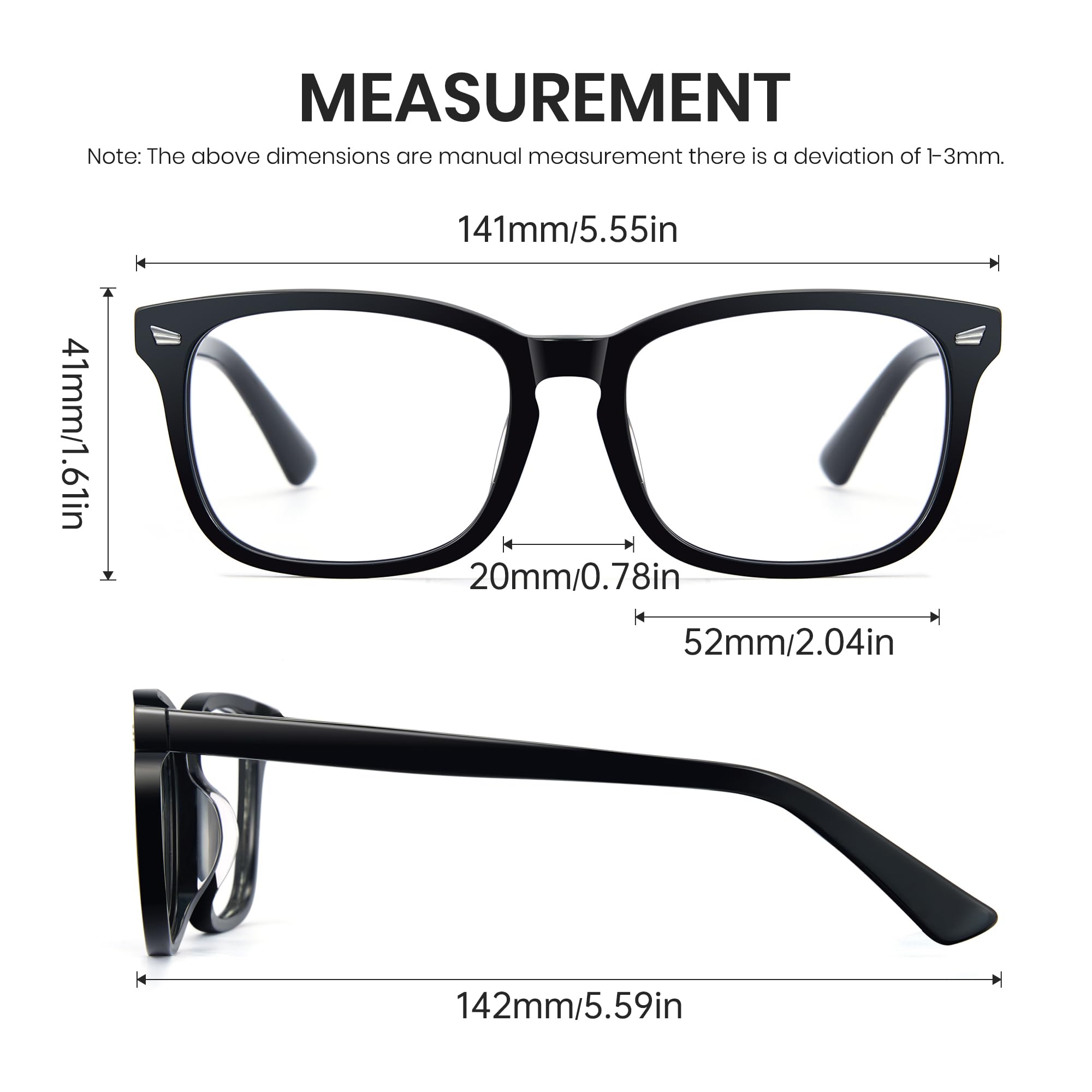 Cyxus Acetato Gafas de Luz Azul Hombre Mujere Montura Cuadrado A8082T01 | Reduce La Fatiga Visual,Protección UV,Estilo Retro, Ideal para el Trabajo de Oficina y La Vida Cotidiana