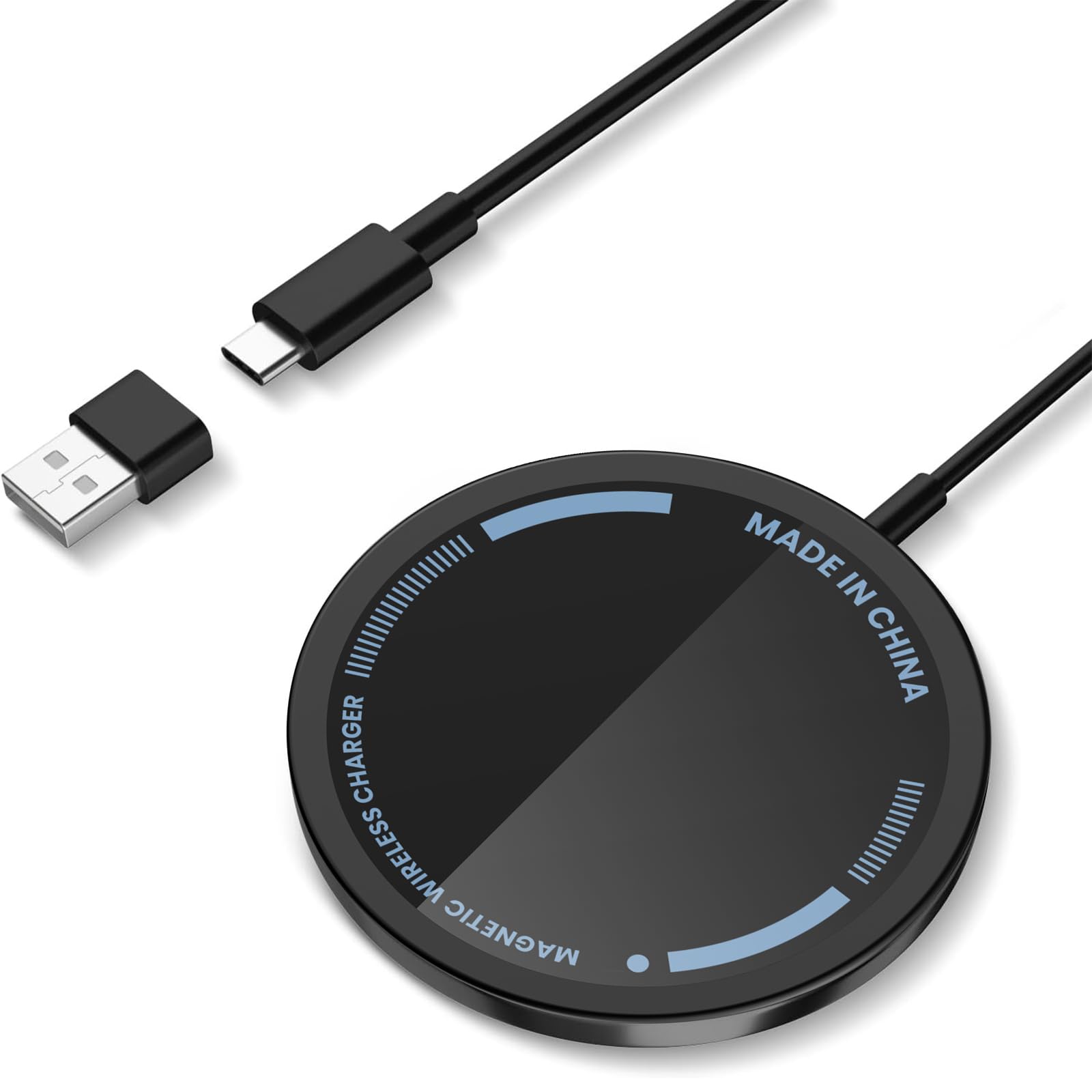 Caricatore Wireless Magnetico, 15W Caricabatterie MogSafe Caricatore Senza Fili Portatile Rapida magnetico Caricabatterie compatibile con iPhone 17 16 15 14 13 12 serie,AirPods Pro 2/3,ecc ([Nero-CX])