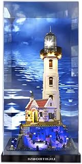 Acrylic Display Case for Lego Ideas Motorized Lighthouse 21335 - Showcase, Protect & Decorate Model with Dustproof Storage, Collectibles (Background D)