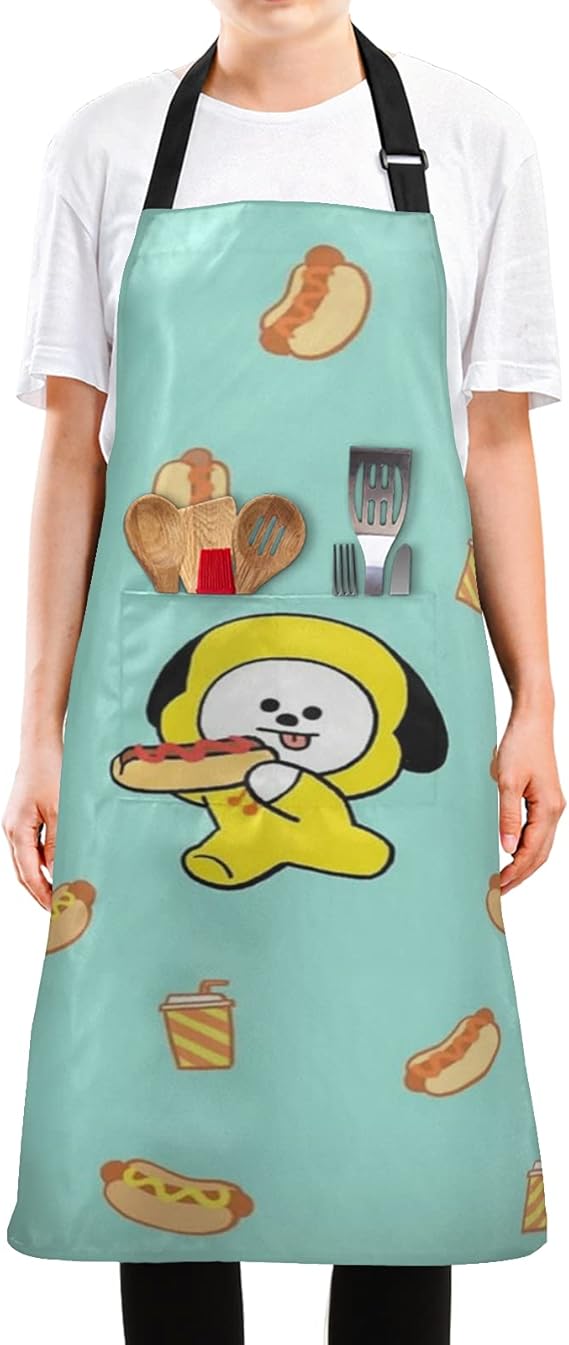 Amazon Co Jp Kyr エプロン レディース メンズ おしゃれ 可愛い Bt21 Bts 防弾少年団 ホットドッグ Chimmy チミー キャラクター柄 ミントグリーン 防水 汚れにくい 首掛け 長さ調整可能 前ポケット付き 男女兼用 工作 料理 保育 ワークエプロン ホーム キッチン