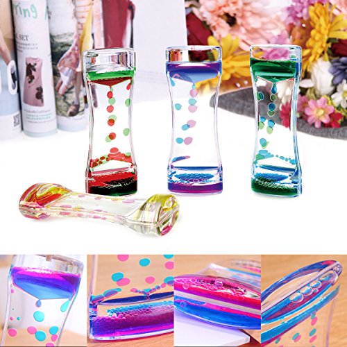 BESTOMZ 4pcs Water Motion Double Colors Liquid Bubble Timer ,Liquid Motion Bubbler for Sensory Play, Fidget Toy, Children Activity
